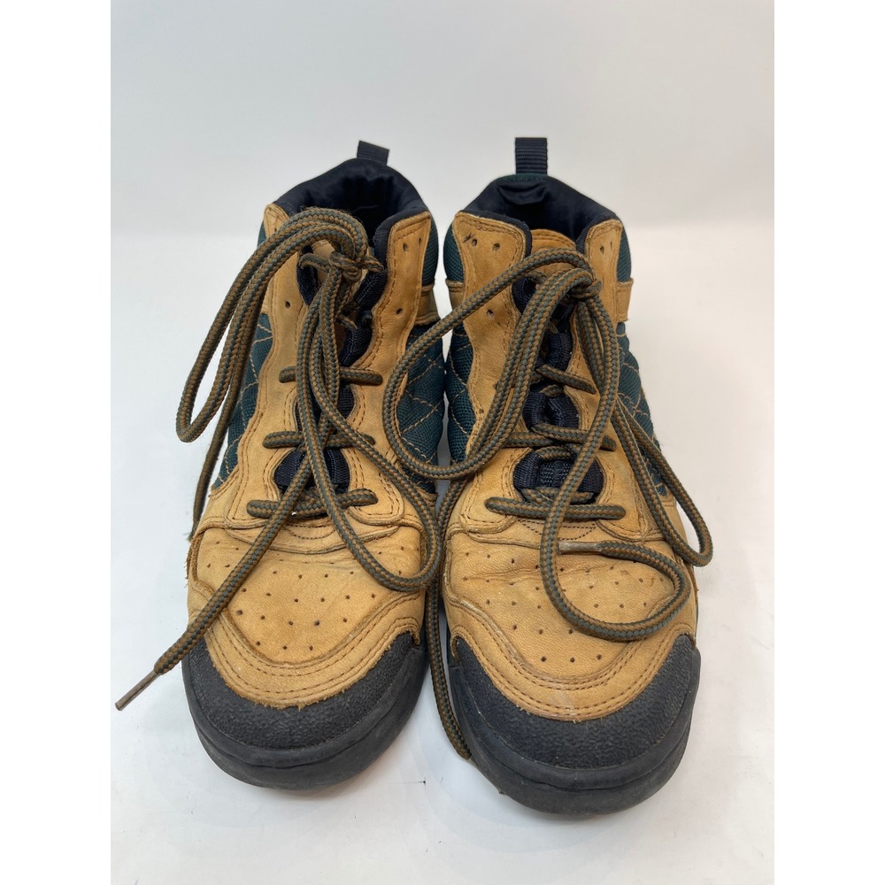 Elk Woods Hiking Boots Mens 7.5D Tan Green Rugged Outdoor Casual Mid Top Shoes